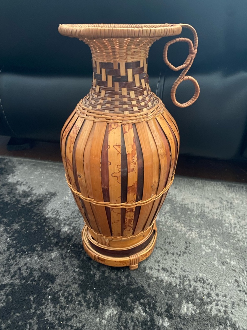 Woven Bamboo Accent Vase in Natural Brown